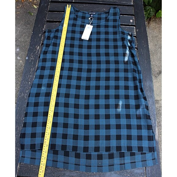 New w/Tags - Eileen Fisher Sleeveless Tunic in Buffalo Printed Silk, Fir, Med - Picture 9 of 14